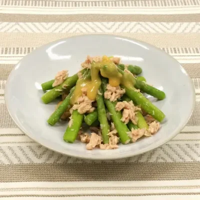 アスパラとツナのからし酢みそがけ
