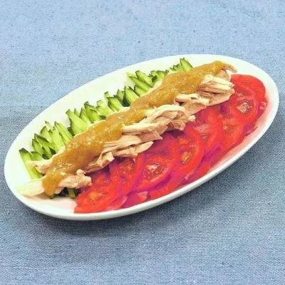 酢みそで作る♪鶏むね肉と夏野菜の棒棒鶏風